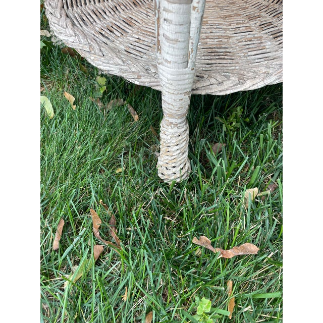 Antique White Antique Round Woven Wicker Table For Sale - Image 8 of 8