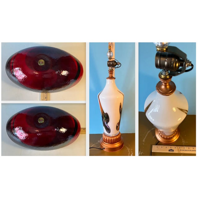 Murano Oval Art Glass Wine Colored Mushroom Abstract Table Lamp For Sale - Image 18 of 18