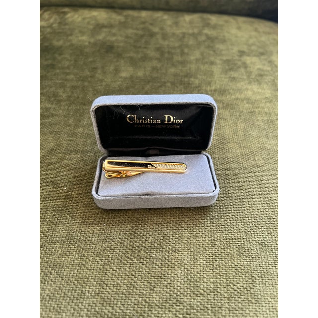Late 20th Century Rare Monsiuer Vintage Christian Dior Gold Plate Tie Clip In Original Case For Sale - Image 5 of 11