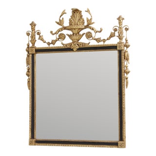 Friedman Brothers Neoclassical Black and Gold Gilt Wall Mirror For Sale
