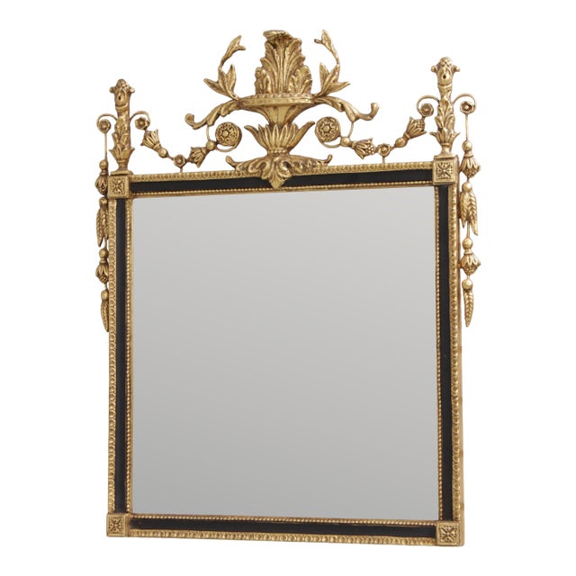 Friedman Brothers Neoclassical Black and Gold Gilt Wall Mirror For Sale