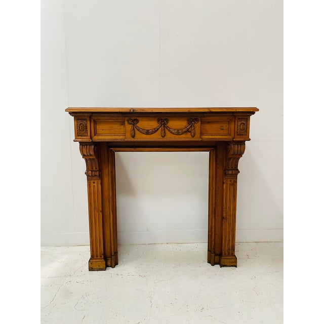 Wood Louis XVI Style Fireplace in Fir, 1800s For Sale - Image 7 of 8
