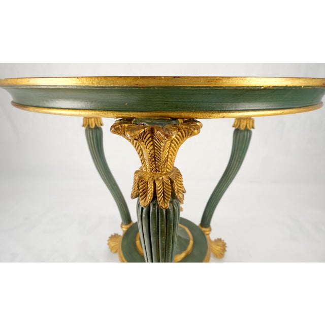 Traditional Italy Decorative Carved Painted 28" Round Glass Top Gueridon Lamp Center Table For Sale - Image 3 of 16
