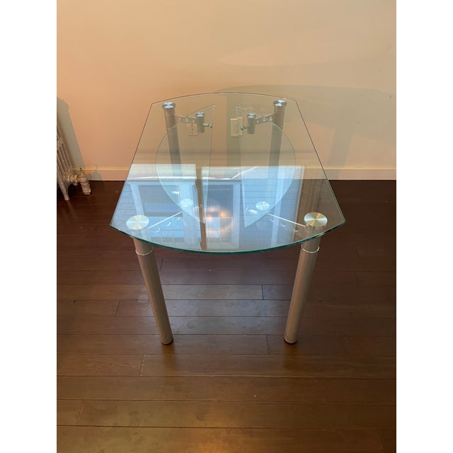 Glass Round Dining Table With Mechanical Leaves Chairish