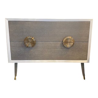 Large Desi Gray & White Side Table For Sale