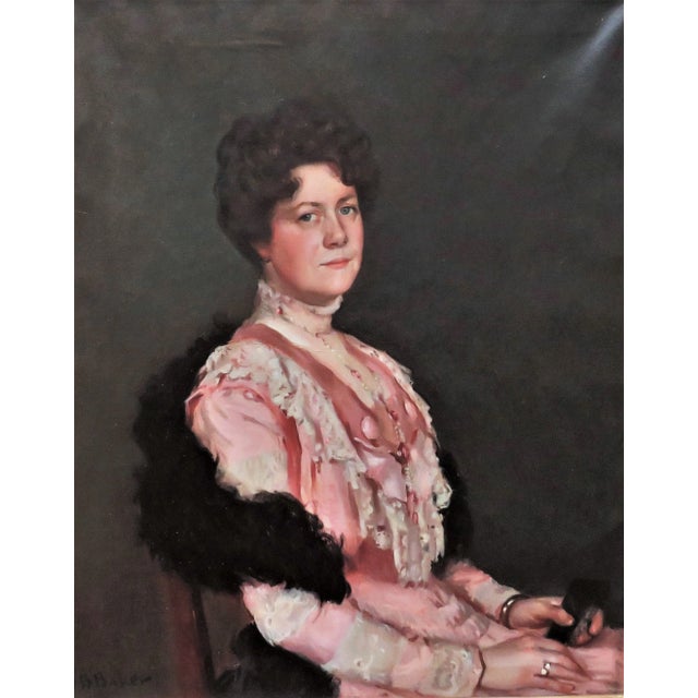 This is an antique portrait of a beautiful Victorian era socialite. Early 20th century. American school. Oil on canvas....