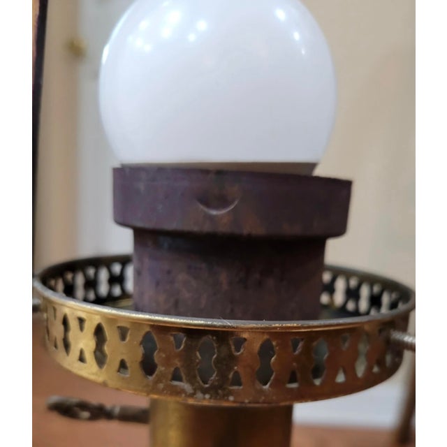 1950s Vintage Atomic Table Lamps W/Globes and 4 Lobe Pyramid ~ Pair For Sale - Image 5 of 6