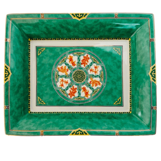 Vintage Christofle Paris Porcelain Tray in Oceana Vert Ginkgo For Sale - Image 10 of 10