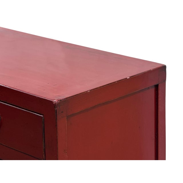 Distressed Brick Red Drawers Doors Sideboard Credenza Console Table For Sale - Image 15 of 18