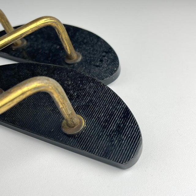 Vintage Brass Coat Hooks, Italy, 1950s, Set of 2 For Sale - Image 4 of 16