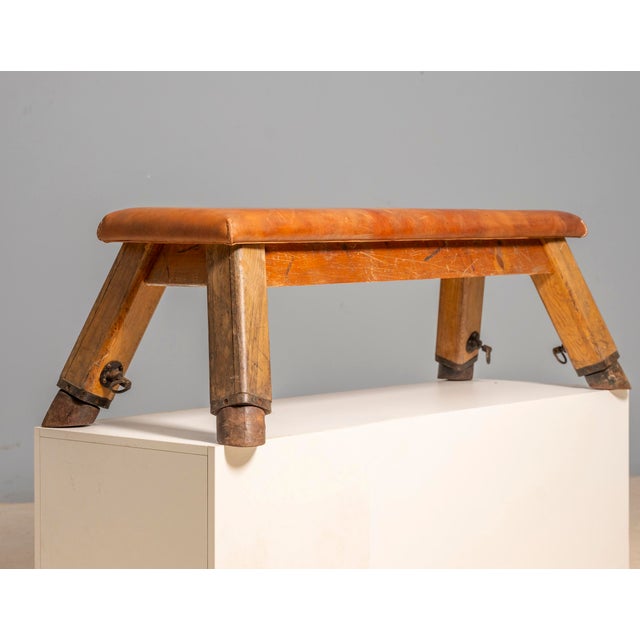 Vintage European Leather Gym Bench, 1950s For Sale - Image 6 of 16