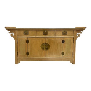 Asian Hollywood Regency Cerused Oak Cabinet, Century Furniture For Sale