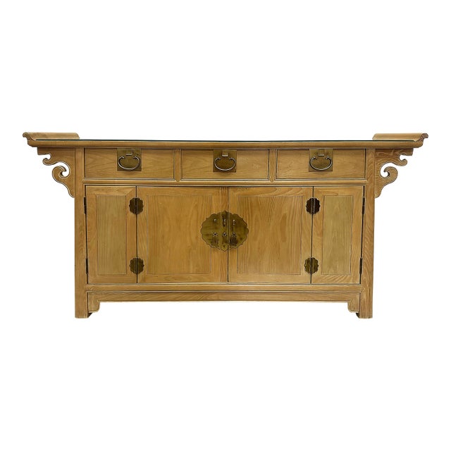 Asian Hollywood Regency Cerused Oak Cabinet, Century Furniture For Sale