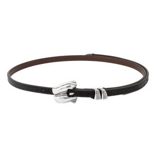 Barry Kieselstein-Cord Silver Buckle Leather Belt For Sale