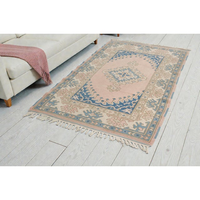 Textile Soft Pink Anatolian Vintage Rug For Sale - Image 7 of 10