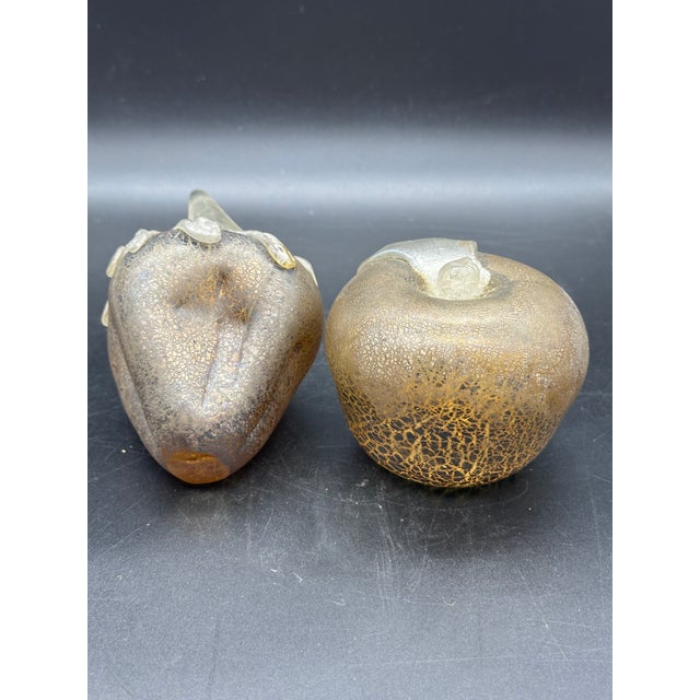 Gold Murano Glass Fruit Apple and Strawberry from Toso, 1970s, Set of 2 For Sale - Image 8 of 14