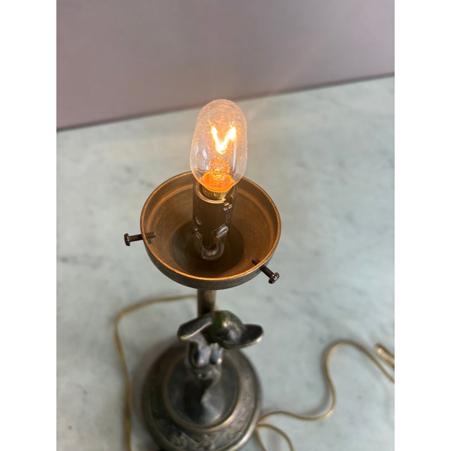 1920s Bronze Woman Figure Globe Light Lamp For Sale - Image 4 of 9
