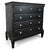 Antique Gustavian chest of drawers in black. The piece consists of two stacked pieces. Beneath the top is a wide molding...