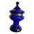 Vintage Cobalt Decanter W/ Metal Hinged Glass Top For Sale