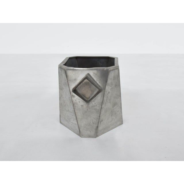Art Deco Cubista Pewter Table Objects and Vase, 1920, Set of 5 For Sale - Image 6 of 7