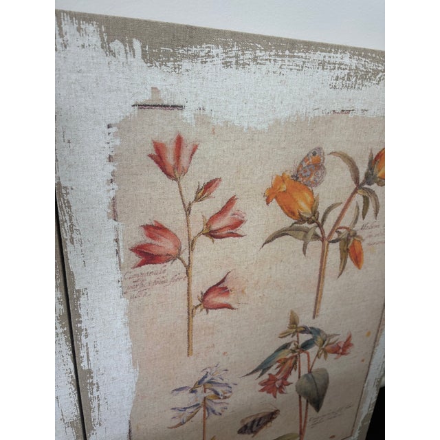 Textile Botanical Canvas Wall Art- Set of 4 For Sale - Image 7 of 12