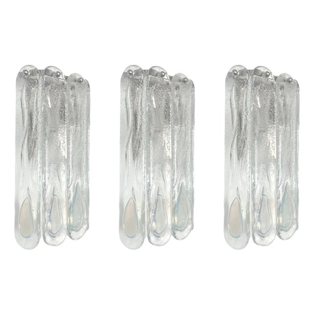 Mid-Century Modern Italian Iridescent Murano Wall Sconces from Mazzega, 1970s, Set of 3 For Sale