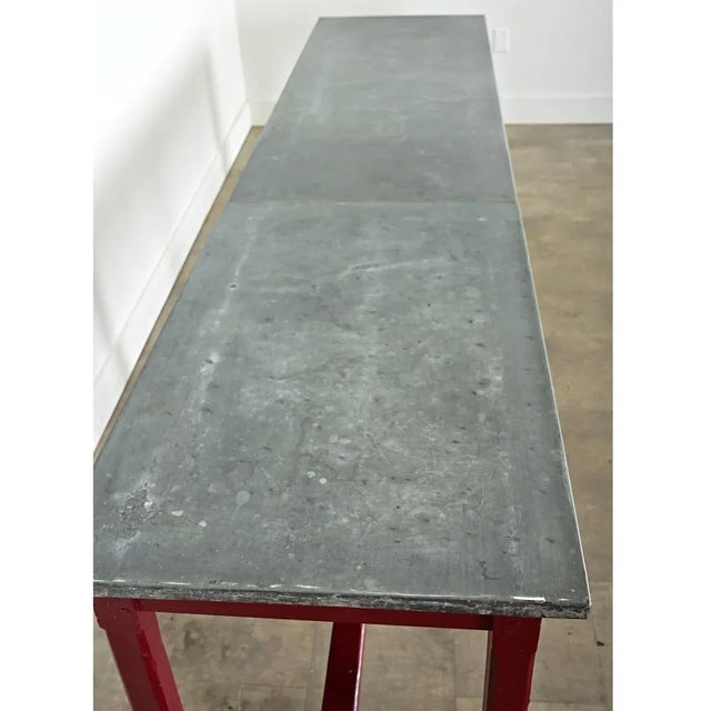 French Vintage Farm Table with Zinc Top For Sale - Image 4 of 11
