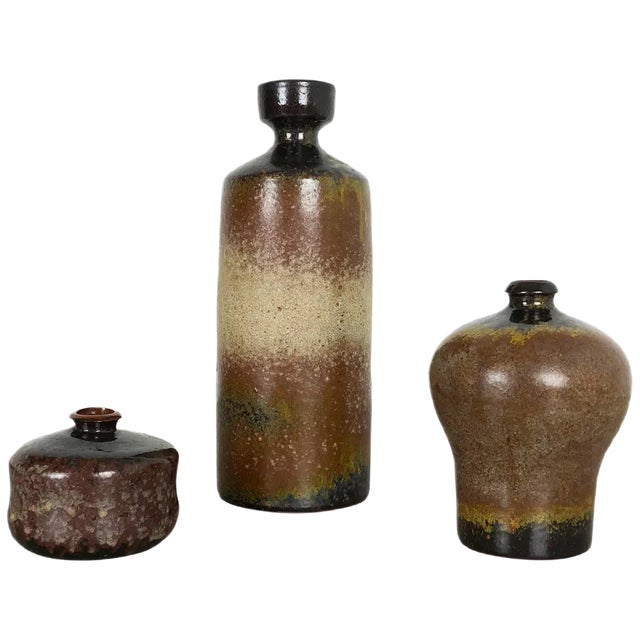 Ceramic Studio Pottery Vases by Elmar and Elke Kubicek, Germany, 1970s, Set of 3 For Sale