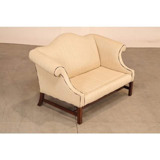 Chippendale Ethan Allen Vintage Chippendale Style Upholstered Loveseat For Sale - Image 3 of 18