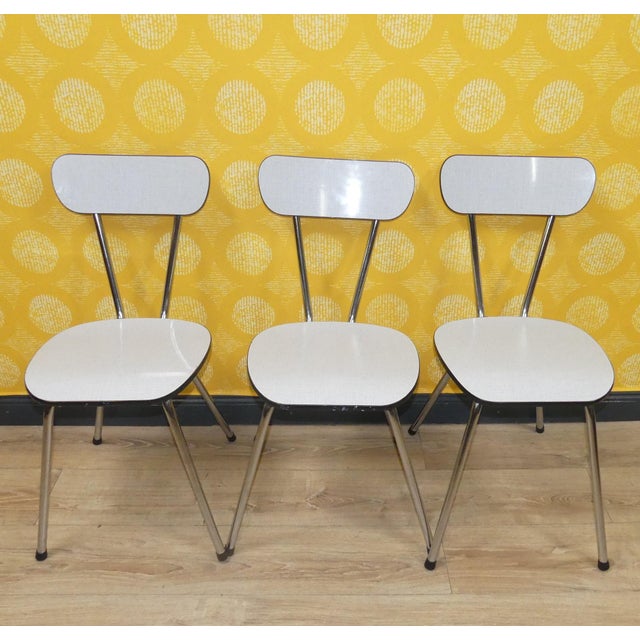 Chrome and White Formica Kitchen Chairs, 1960s, Set of 3 For Sale - Image 12 of 12