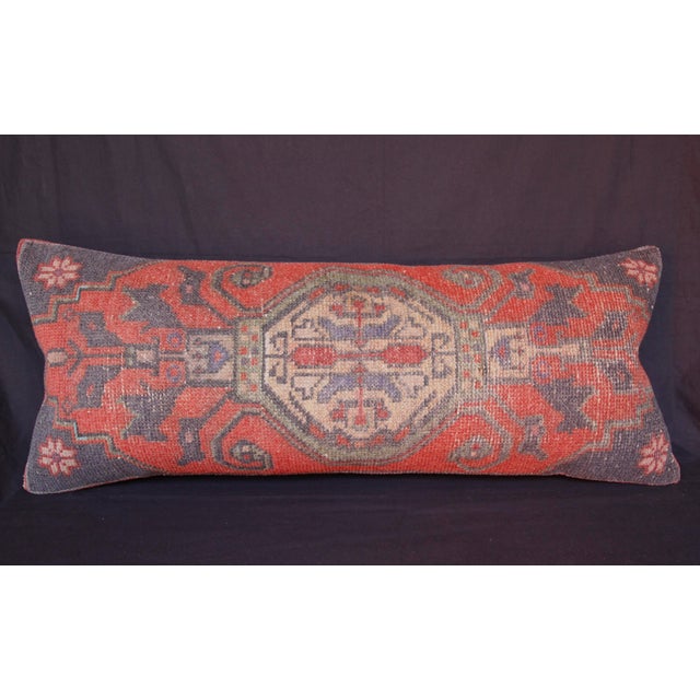 Art Deco Antique-Style Turkish Oushak Rug Pillow – Handwoven Tribal Lumbar Cushion -15'' X 17'' For Sale - Image 3 of 12