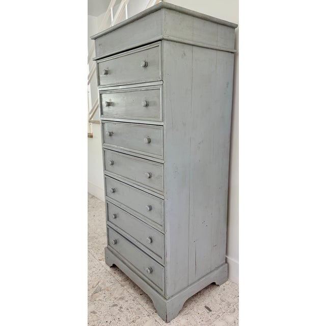 7 Drawers Italian High Boy Dresser From 80's For Sale - Image 4 of 9