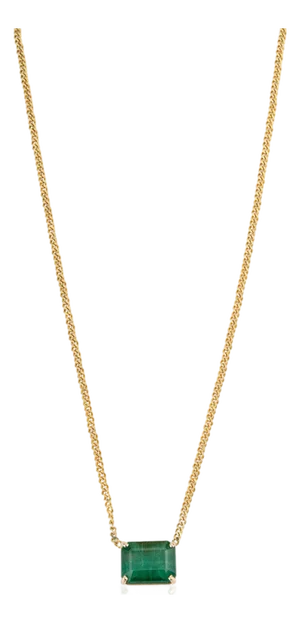Certified 7.7ct Octagon-Cut Green Emerald Solitaire Necklace in 14k Gold