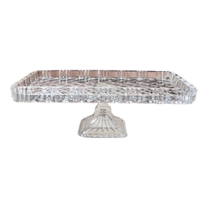 Vintage quilted crystal pedestal dish tazza footed pastry dish