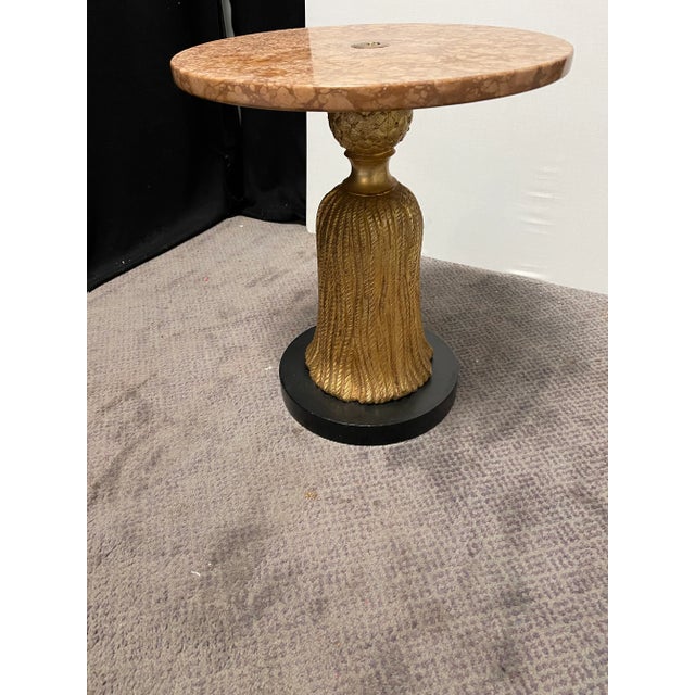 1950s Mid Century Modern Italian Tassel Side or Martini Table With Marble Top For Sale - Image 4 of 5
