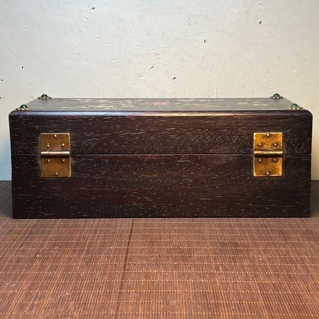 Chinese Padauk Wood Mother-of-Pearl Inlaid Magpie Jewelry Box For Sale - Image 9 of 9