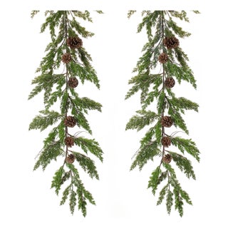 Winter Pine Garland with Pinecone Accents (Set of 2) For Sale