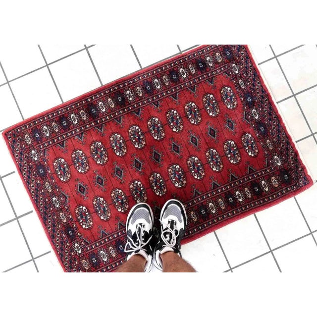 1970s Handmade Vintage Uzbek Bukhara Rug 2.6' X 3.9' For Sale In New York - Image 6 of 10