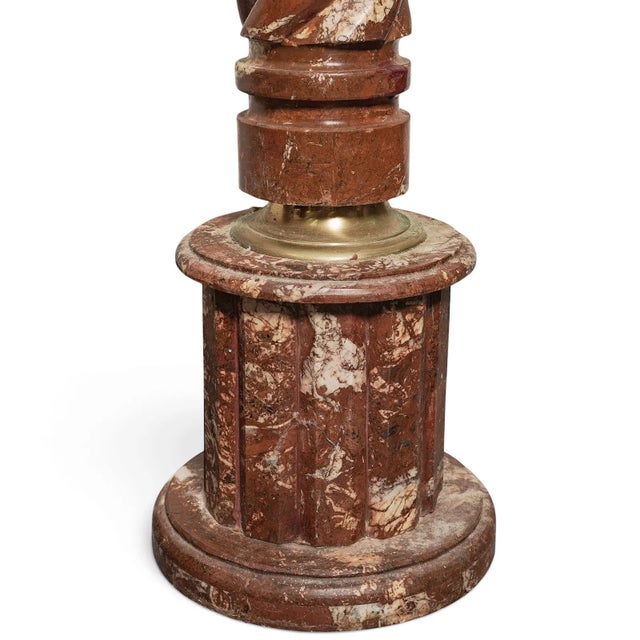 Late 19th Century Pair of Antique Rouge Marble Twisted Pedestals For Sale - Image 5 of 6
