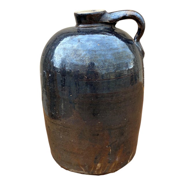 Vintage 20th Century Brown Pottery Crock Jug For Sale