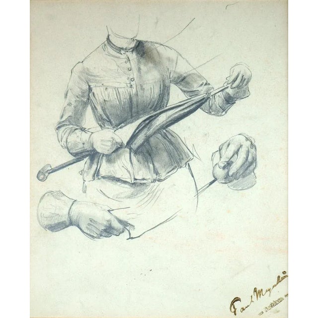 Paul Meyerheim, Study of Torso & Hands, 19th Century, Pencil For Sale - Image 5 of 5