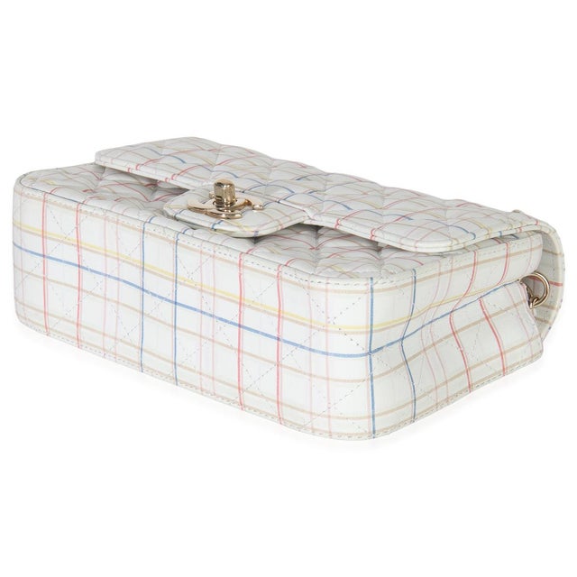 Animal Skin White Multicolor Calfskin Tweed Print Mini Rectangular Flap Bag For Sale - Image 7 of 9