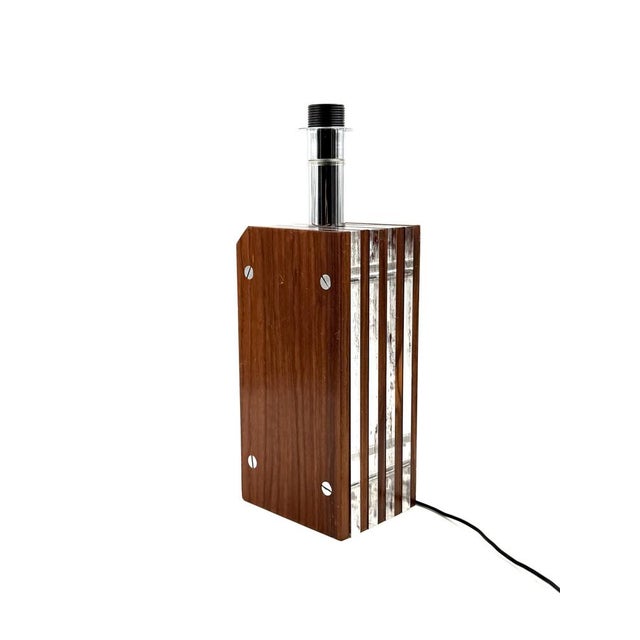 Hollywood Regency Wood and Acrylic Glass Table Lamp Base, Italy, 1970s For Sale - Image 6 of 18