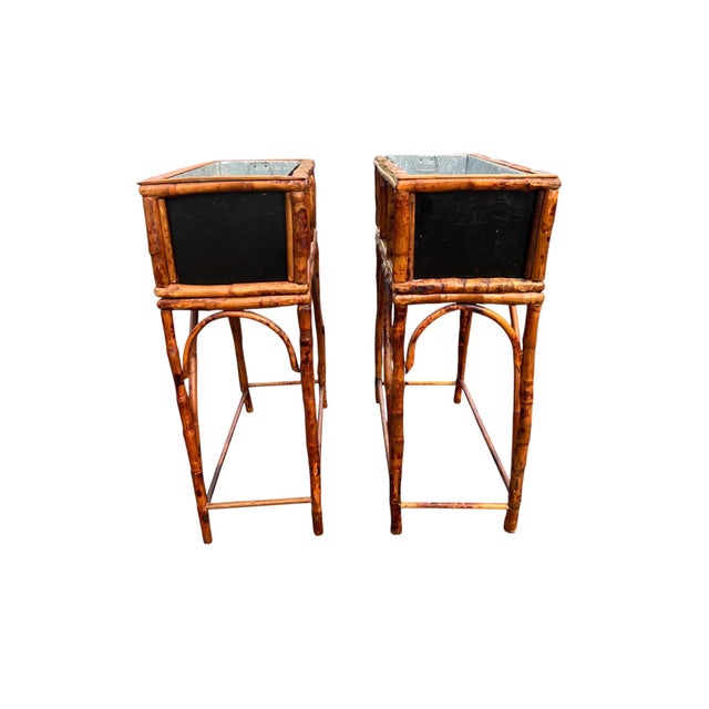 Wood Late 20th Century Pair Rattan Planters For Sale - Image 7 of 18