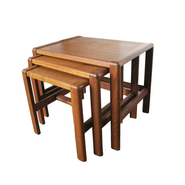 Wood Danish Nesting Tables in Teak by Svend A. Madsen for Karl Lindegaard Denmark, 1960s, Set of 3 For Sale - Image 7 of 7