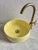 Yellow Moroccan Yellow Ceramic Round Sink for Bathroom, Vessel Sink with Brass Drain For Sale - Image 8 of 8