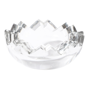Mid-Century Crystal Ashtray With Crenelated Angular Motif Signed Rosenthal