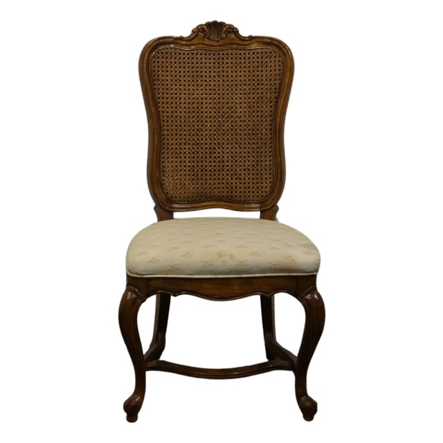 High End Vintage Solid Walnut Louis XV French Provincial Cane Back Dining Side Chair 640-551 For Sale