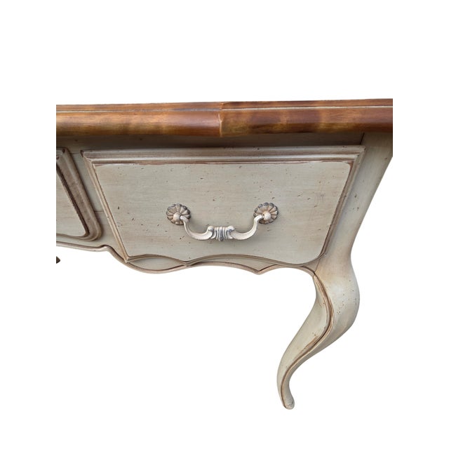 1980s Ethan Allen French Country Ladies Writing Desk Paint Decorated Console For Sale - Image 15 of 18