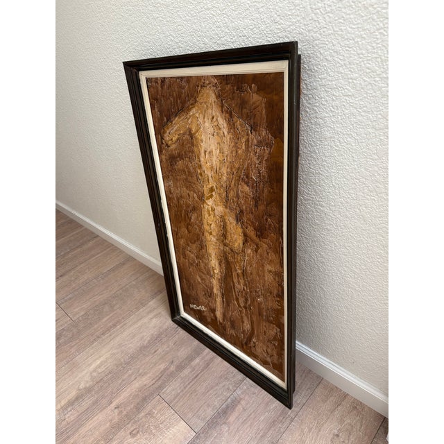 Midcentury Male Nude Torso Large Framed Oil Painting by Richard Caldwell Brewer 1960s For Sale - Image 10 of 12